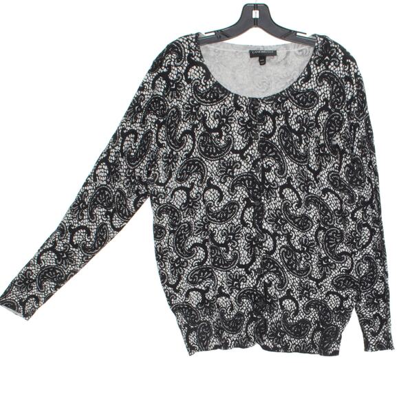 Lane Bryant Cardigan Sweater Whimsigoth Boho Minimalist Cozy Paisley Gray 18 20 - Picture 2 of 5